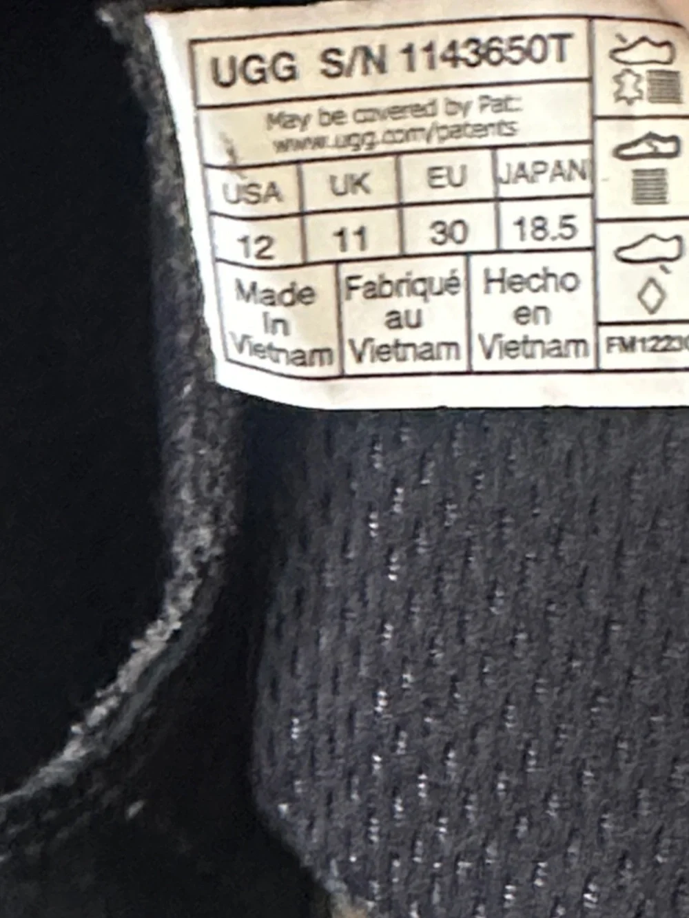 UGG Stryder Washable Trainer Toddler Size 12